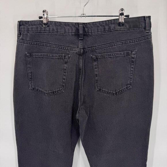 Topshop High Rise Straight Leg Plus Jeans Womens 16 Black Cotton Raw Hem NEW - Picture 4 of 9